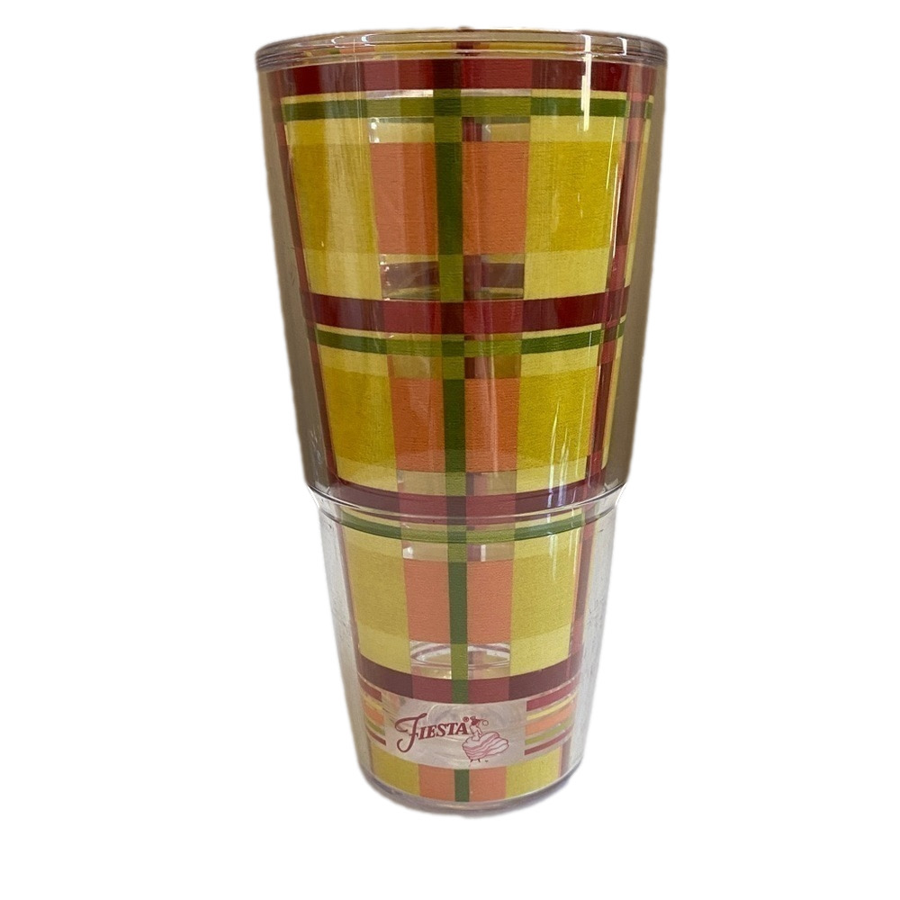 EUC Tervis Fiesta plaid 24 oz cup